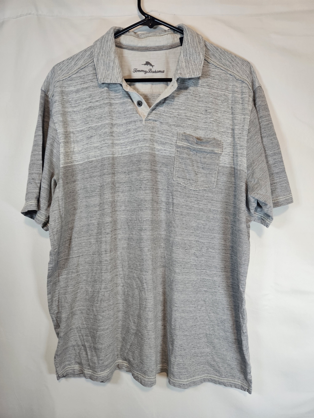 Tommy Bahama Heather Light Gray Polo with Chest Pocket